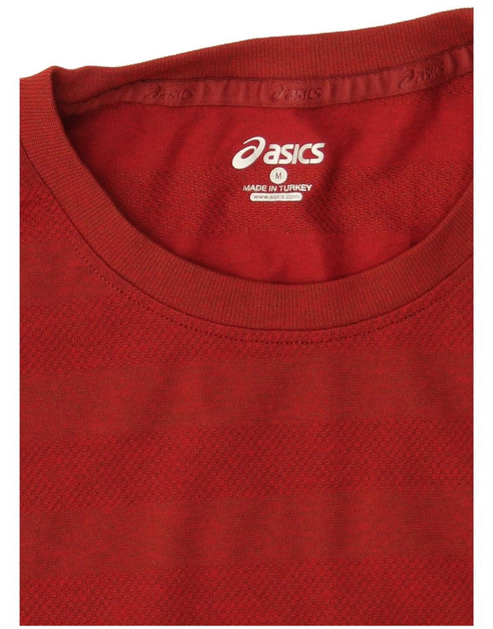 Camiseta masculina ASICS Top médio listrado vermelho