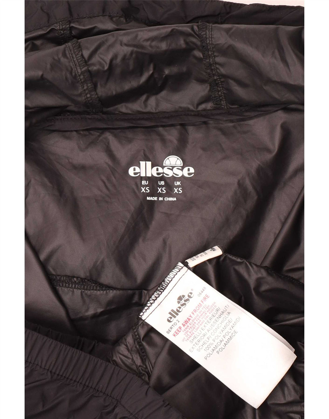 Ellesse Mens Hooded Anorak Rain Jacket UK 34 XS Poliamida Preta