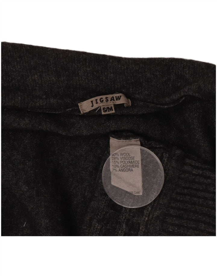 Suéter feminino Jigsaw Longline Cardigan UK 10 Lã Cinza Pequena