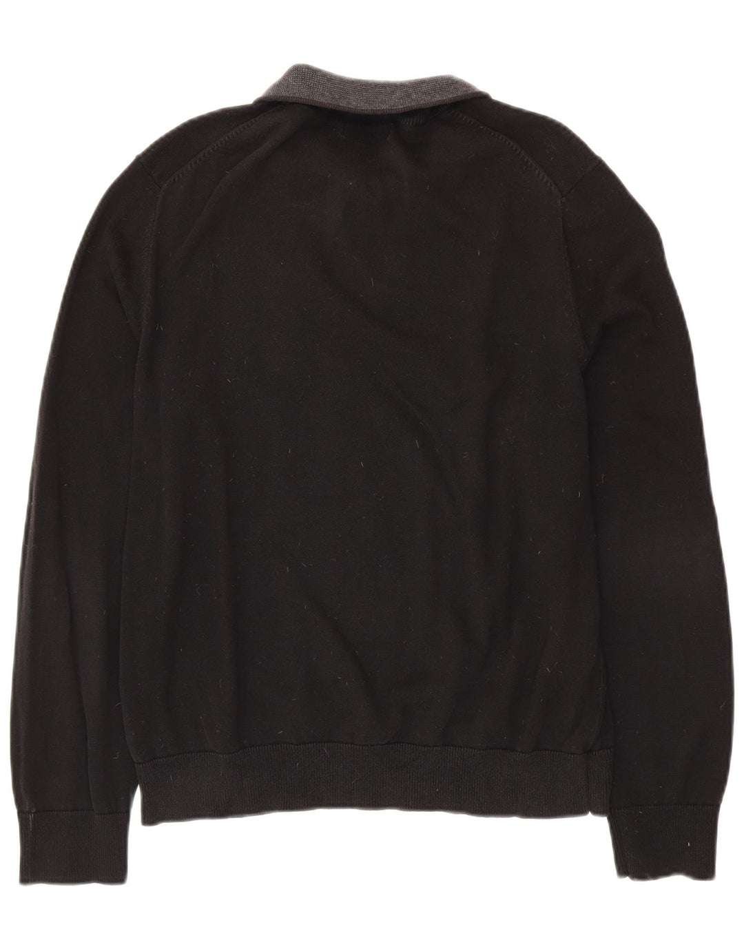 Suéter masculino NAUTICA com zíper e gola grande de algodão preto