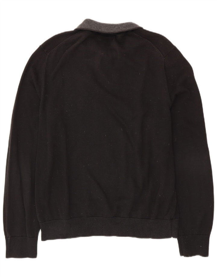 Suéter masculino NAUTICA com zíper e gola grande de algodão preto