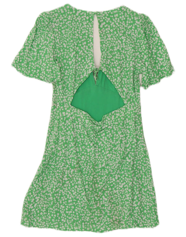 Vestido de chá feminino Jack Wills UK 10 pequeno viscose floral verde
