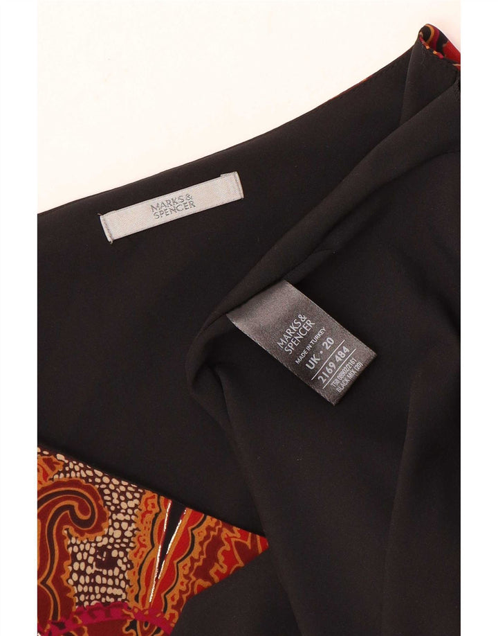 Blusa feminina Marks & Spencer UK 20 2XL preto paisley poliéster