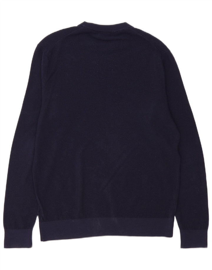 Suéter masculino BROOKS BROTHERS com gola redonda, lã Merino azul marinho médio