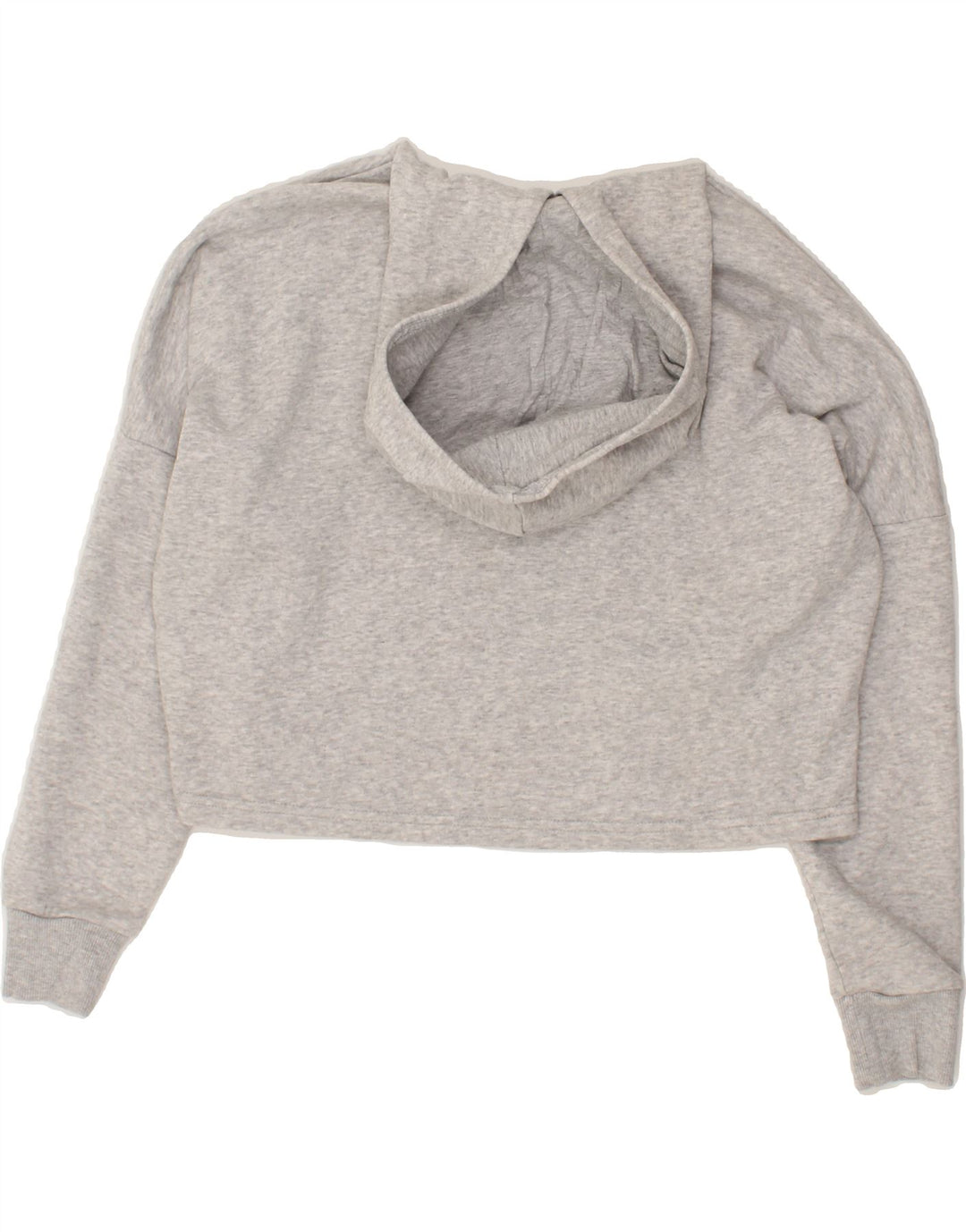 PUMA Girls Crop Graphic Hoodie Jumper 11-12 Years Grey Cotton Vintage Puma and Second-Hand Puma from Messina Hembry 