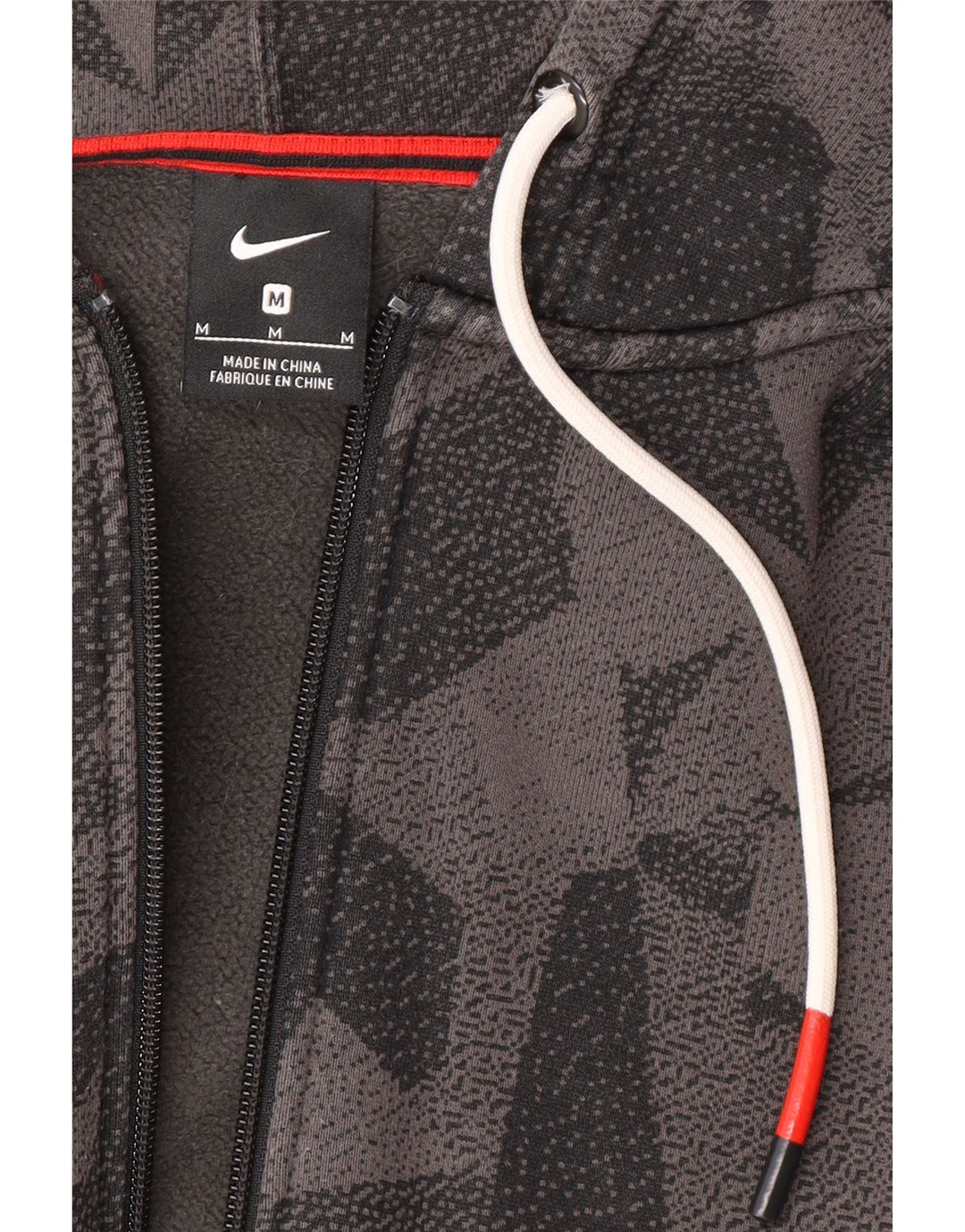 Suéter masculino NIKE com capuz e zíper cinza médio geométrico