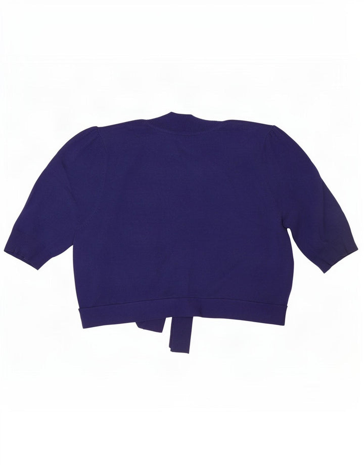 Suéter cardigã feminino de manga curta Marks & Spencer Reino Unido 14 médio azul marinho