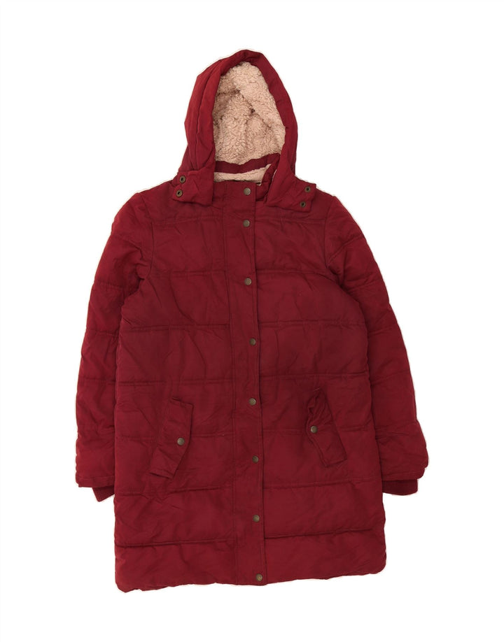 FAT FACE Girls Loose Fit Hooded Padded Coat 12-13 Years Burgundy Polyester Vintage Fat Face and Second-Hand Fat Face from Messina Hembry 