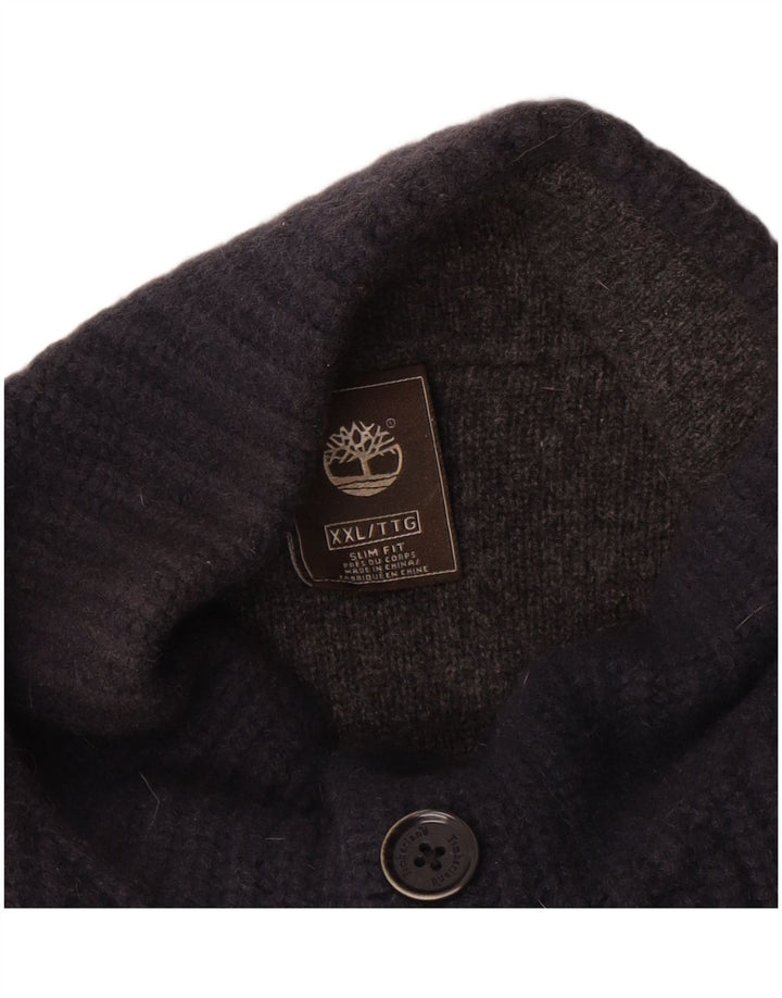 Suéter masculino Timberland com gola com botão 2XL lã de carneiro azul marinho