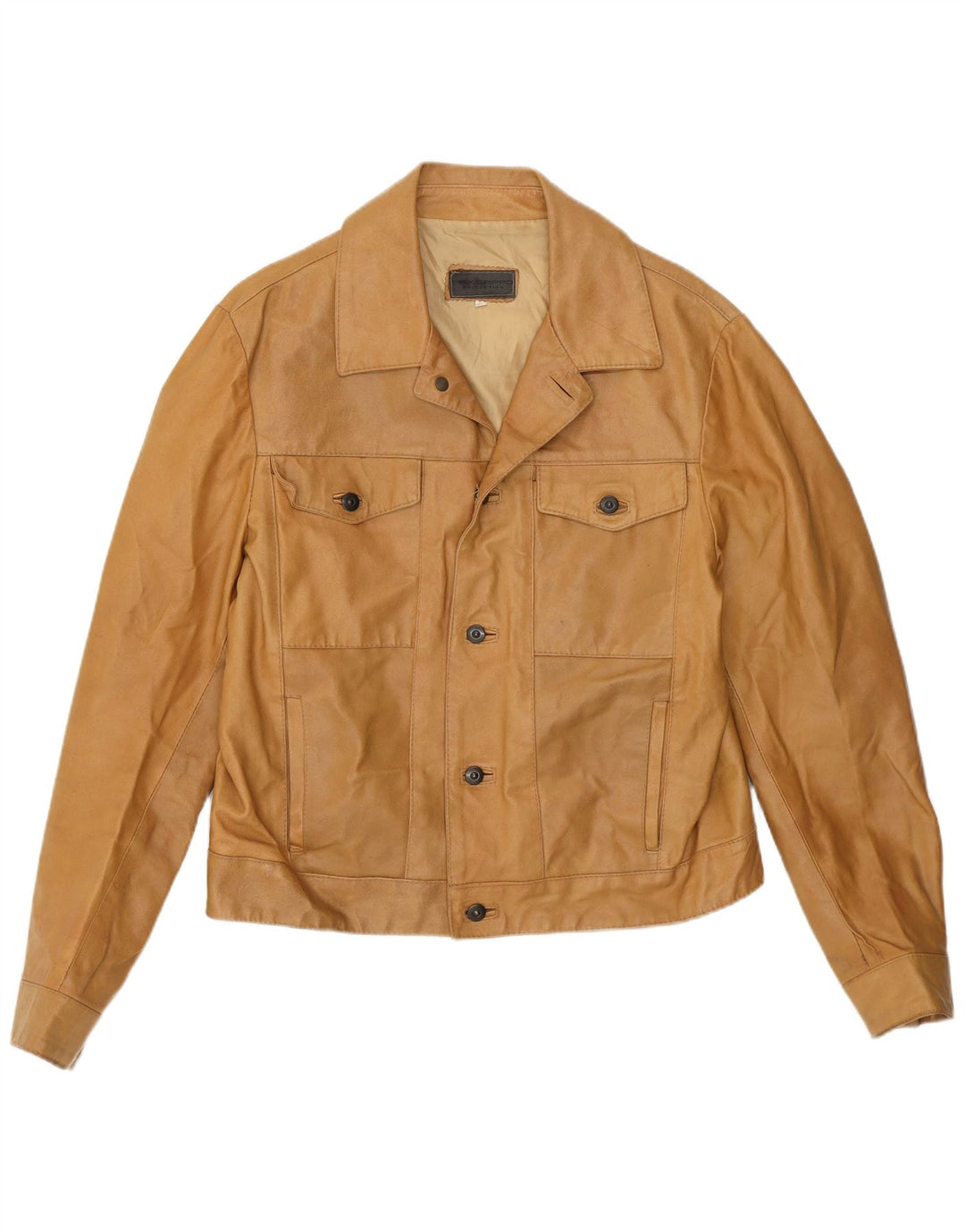 Jaqueta masculina de couro bomber Max Grippo UE 50 couro bege grande