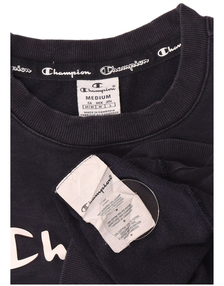 Champion feminino gráfico moletom jumper UK 14 médio azul marinho algodão