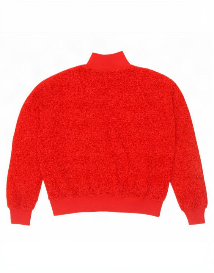 Suéter de lã feminino Topshop com zíper e gola grande Reino Unido 10 poliéster vermelho pequeno