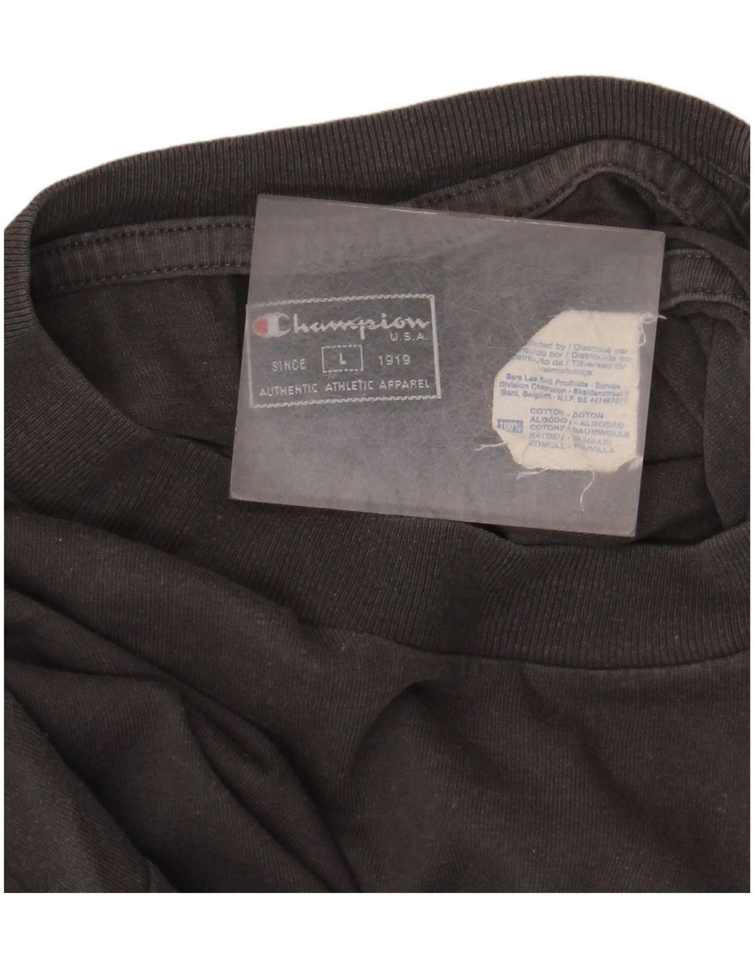 Camiseta masculina estampada Champion grande algodão cinza