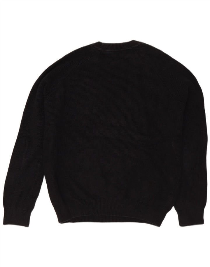 Zara Suéter masculino com gola redonda, algodão preto médio