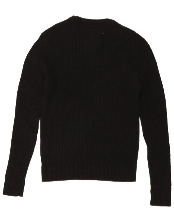 Suéter feminino SUPERDRY com gola redonda Reino Unido 12 lã preta média