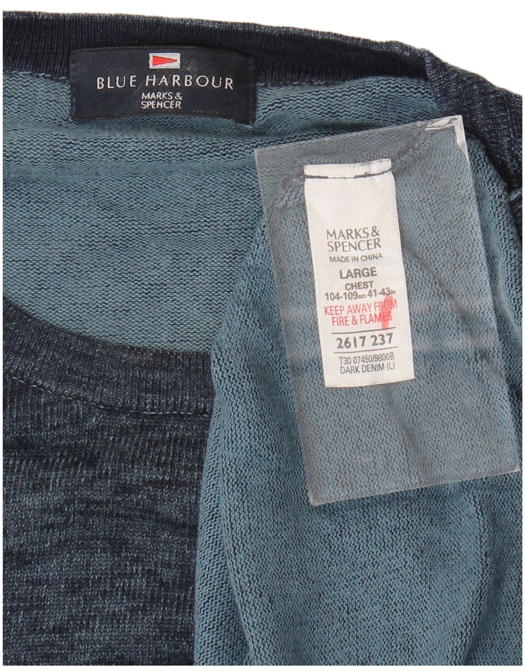Suéter masculino Marks & Spencer Blue Harbor com gola redonda grande azul marinho