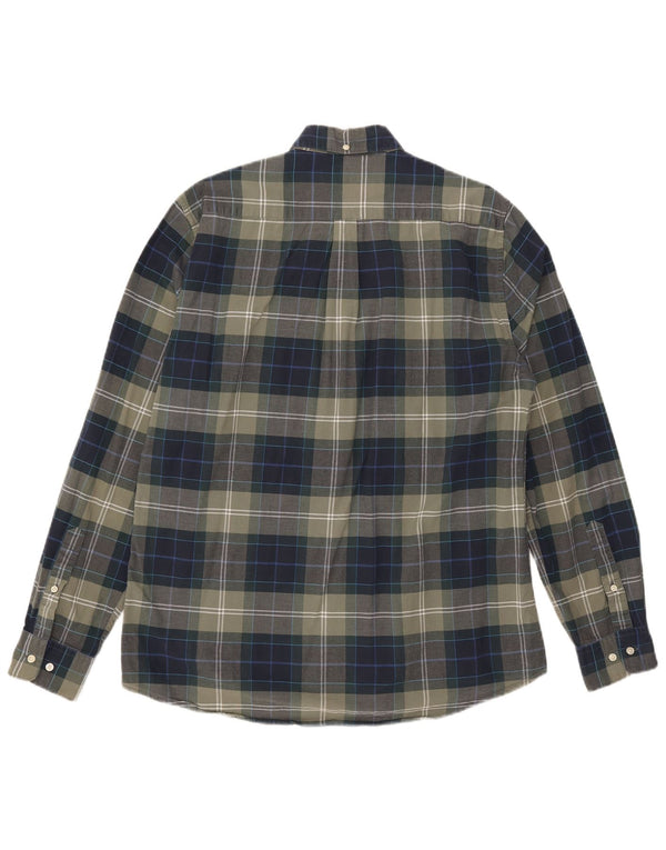 Camisa masculina Barbour sob medida de algodão xadrez verde grande