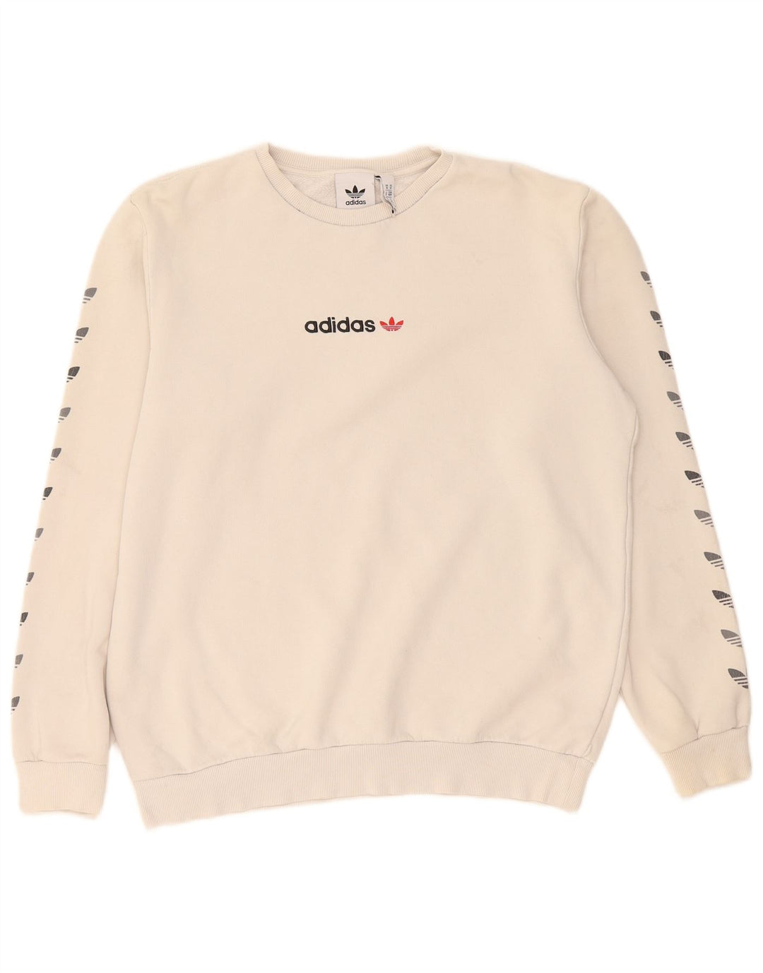 Adidas Mens Graphic Moletom Jumper Médio Bege Algodão