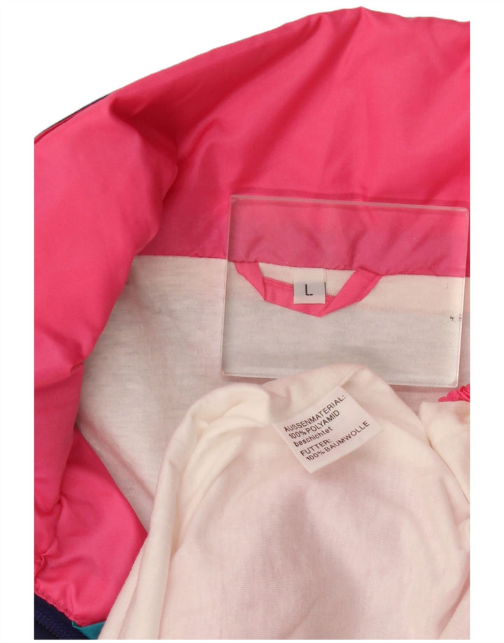 Jaqueta vintage masculina Anorak UK 40 grande poliamida colorblock rosa