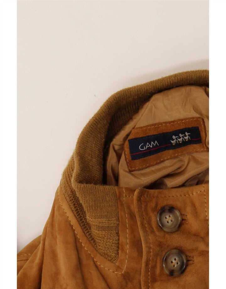 Jaqueta bomber masculina vintage de camurça UK 42 XL marrom