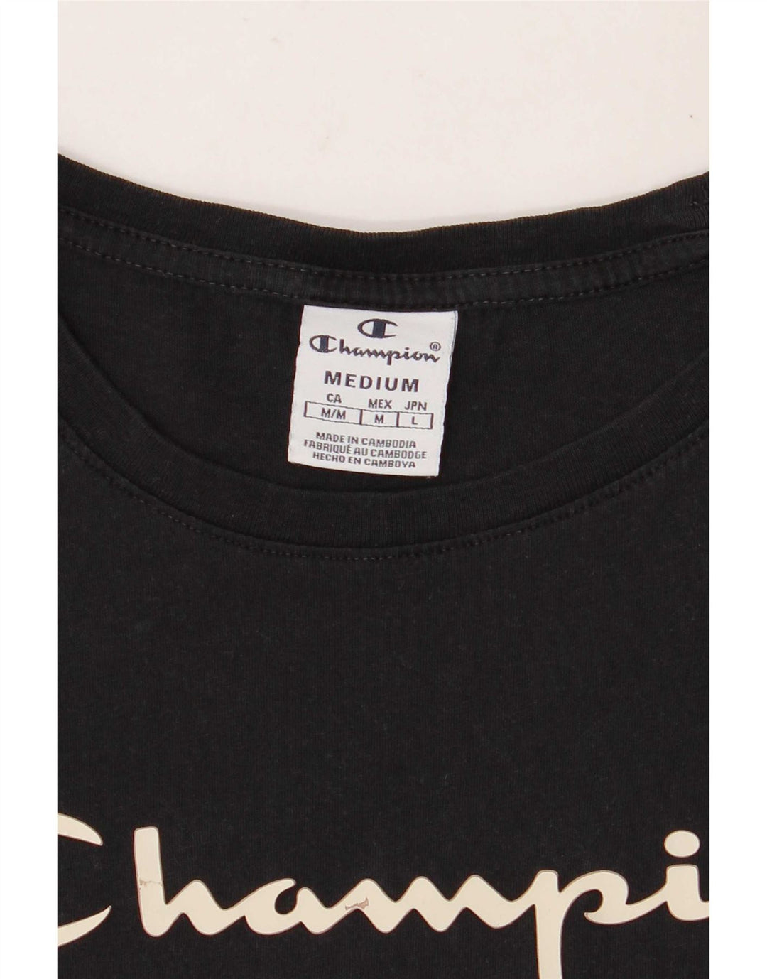 Camiseta feminina estampada Champion UK 12 médio preto