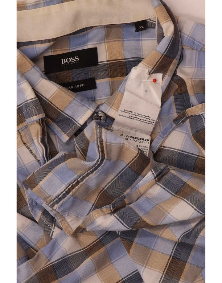 Camisa masculina Hugo Boss Regular Fit XL algodão xadrez multicolorido