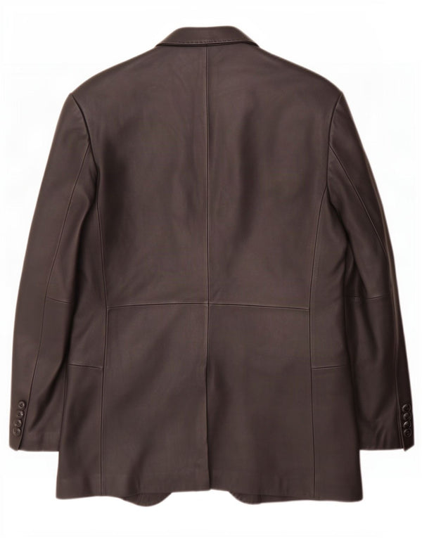 Jaqueta blazer masculina de couro com 3 botões Ben Sherman Reino Unido 40 grande preta
