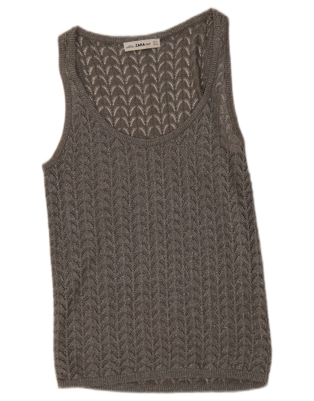 Zara Womens Crochet Vest Top Reino Unido 8 Pequeno Cinza