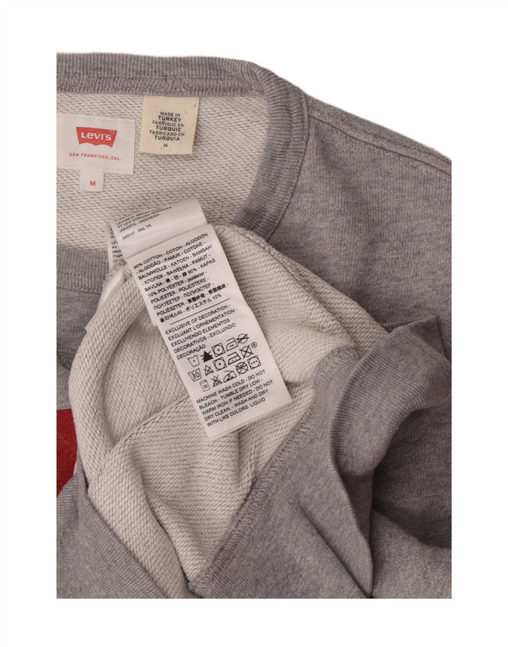 Levi's moletom gráfico masculino jumper médio cinza algodão