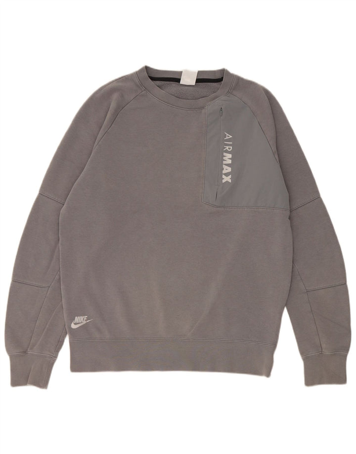 Moletom gráfico masculino Nike Jumper médio cinza algodão