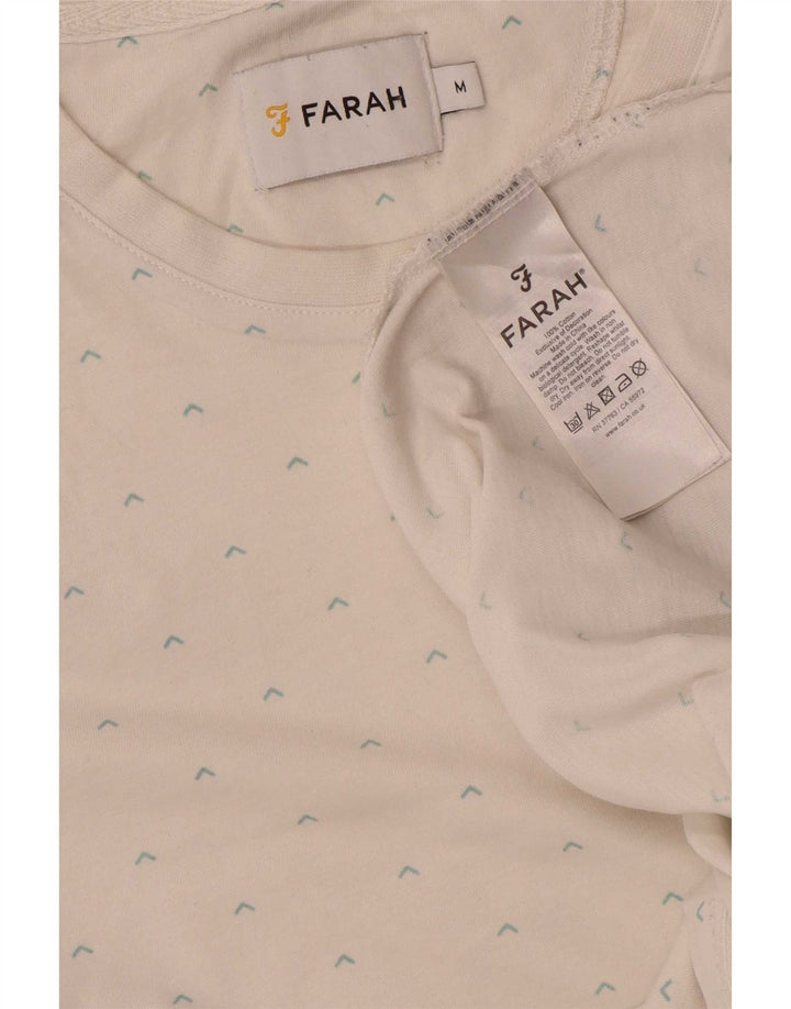Camiseta masculina Farah com estampa abstrata de algodão branco médio