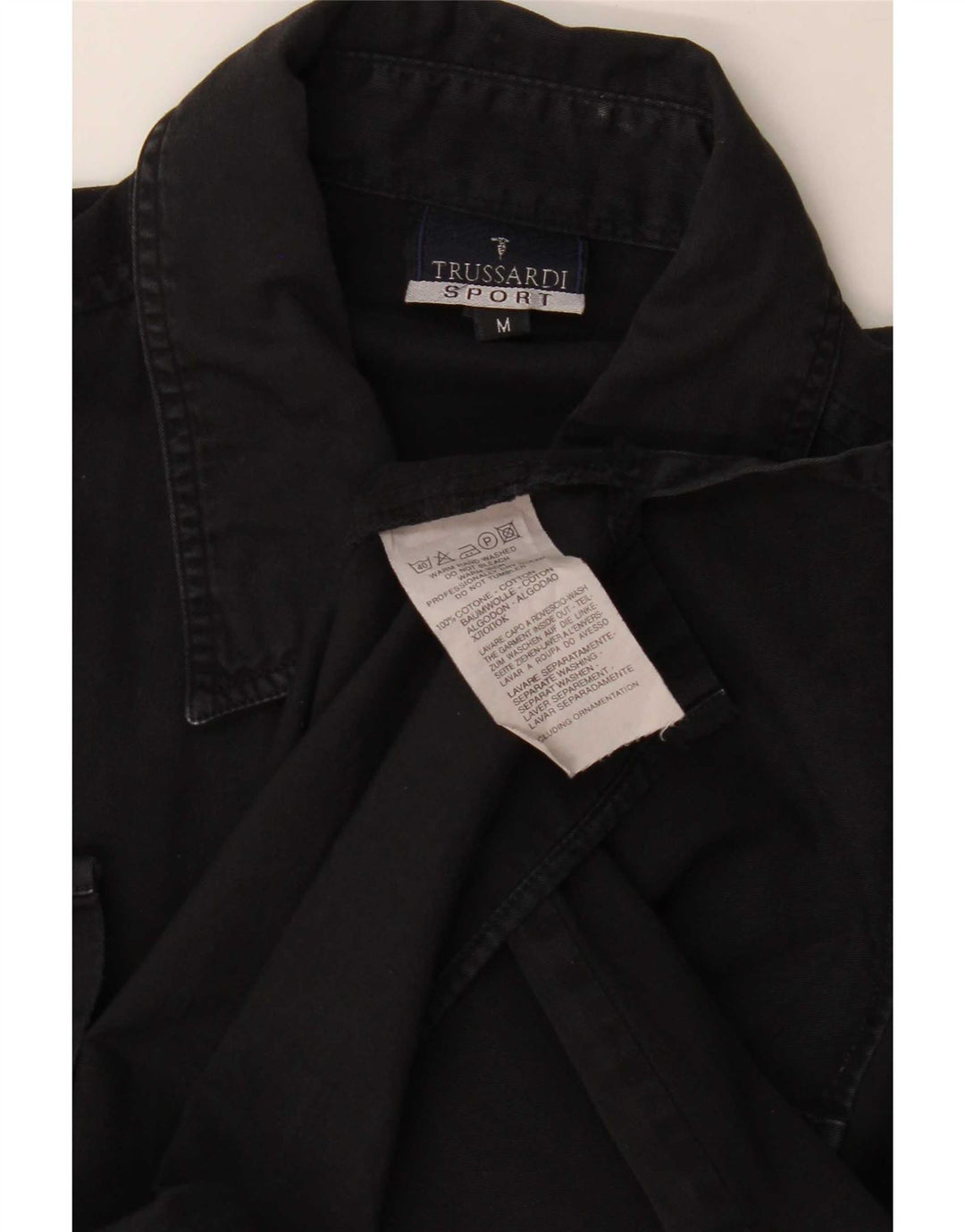 Camisa jeans masculina Trussardi algodão preto médio