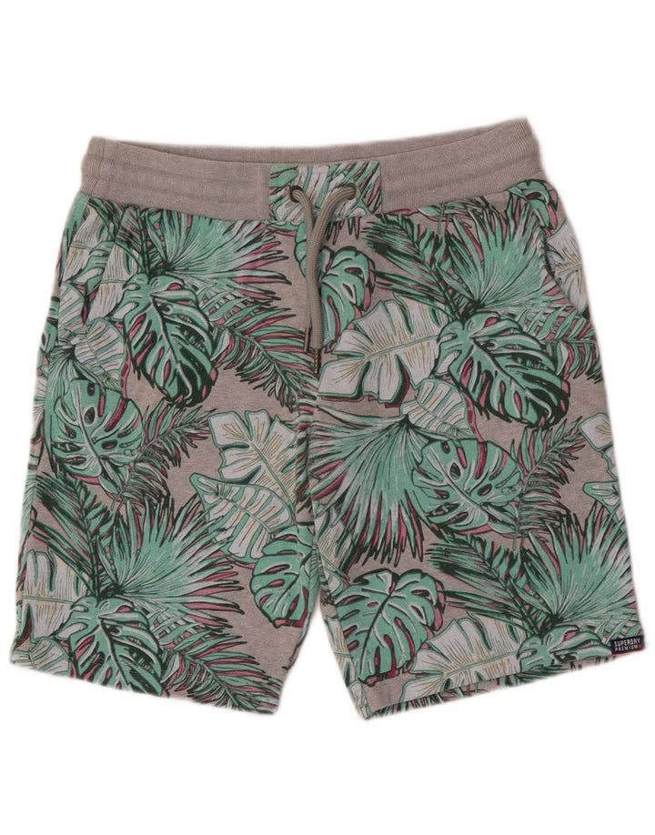 Shorts esportivos masculinos Superdry grande algodão floral cinza