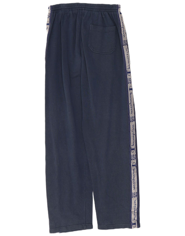 CHAMPION Mens Graphic Tracksuit Trousers Medium  Navy Blue Cotton