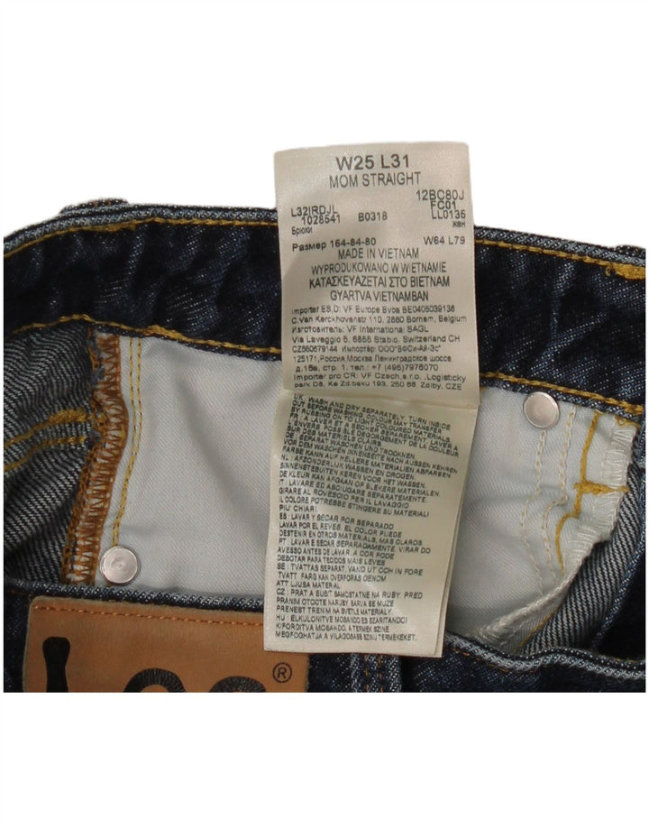Lee Womens Mom Straight Jeans W25 L27 Azul Marinho Algodão