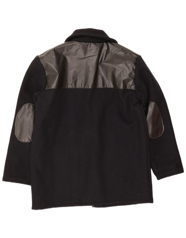 Jaqueta bomber masculina vintage UK 38 lã colorblock azul marinho médio