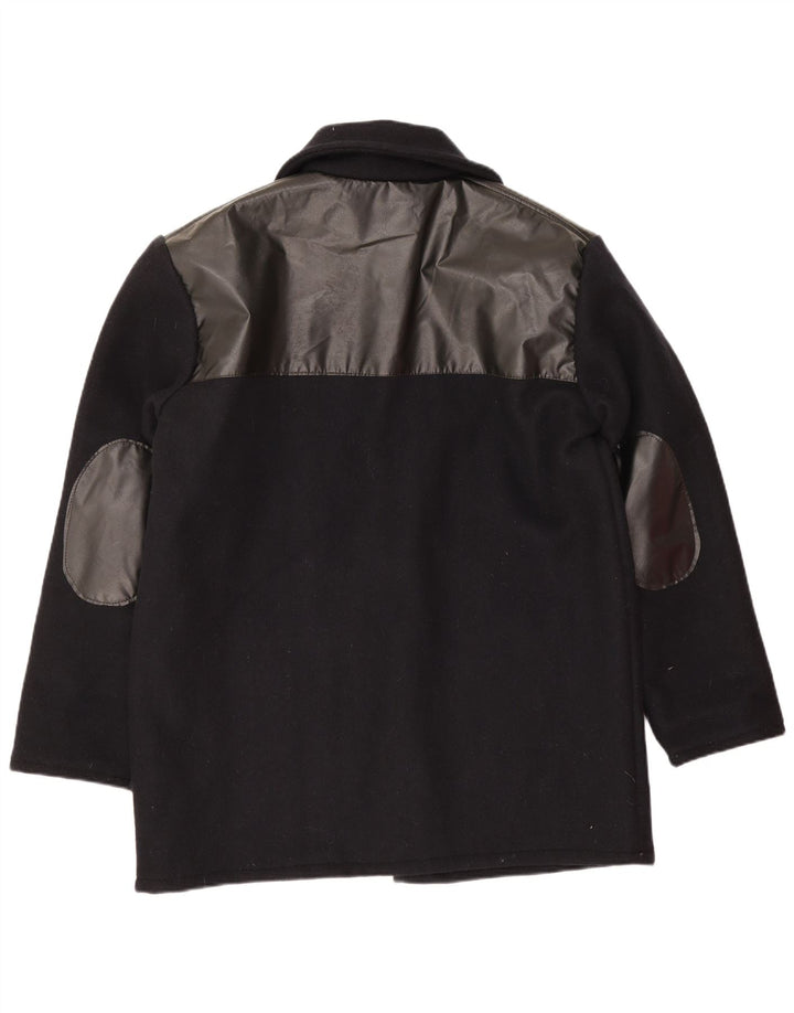 Jaqueta bomber masculina vintage UK 38 lã colorblock azul marinho médio