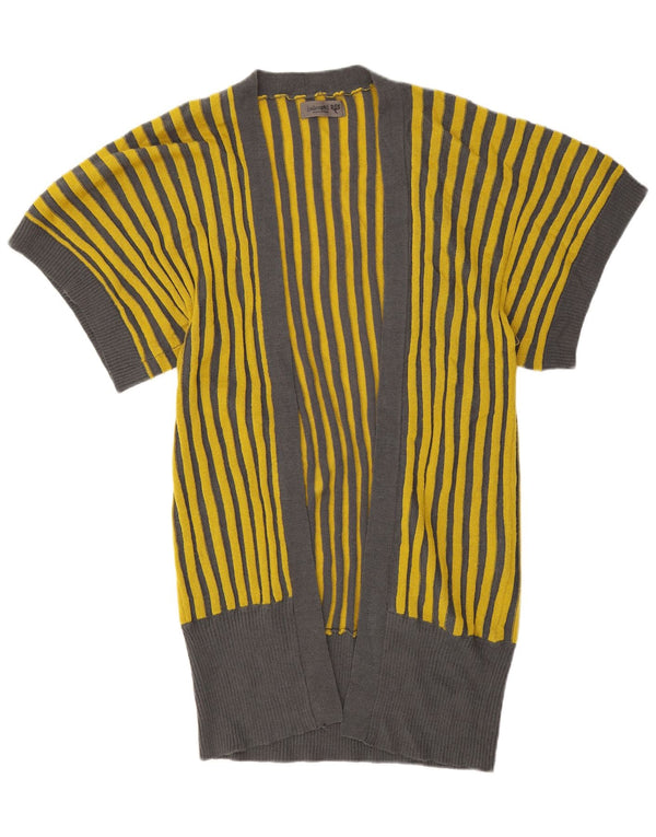 Suéter cardigã feminino Numph com palangre grande Reino Unido 6 XS listrado amarelo