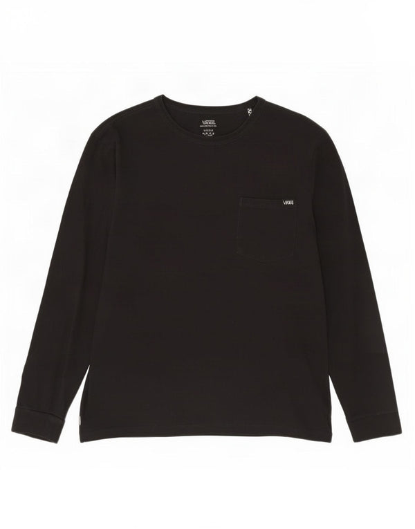 Top feminino Vans manga comprida UK 16 grande algodão preto