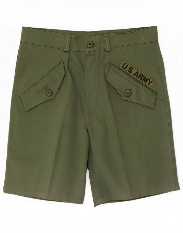 Shorts cargo vintage masculinos do exército dos EUA UE 46 pequeno W30 algodão verde