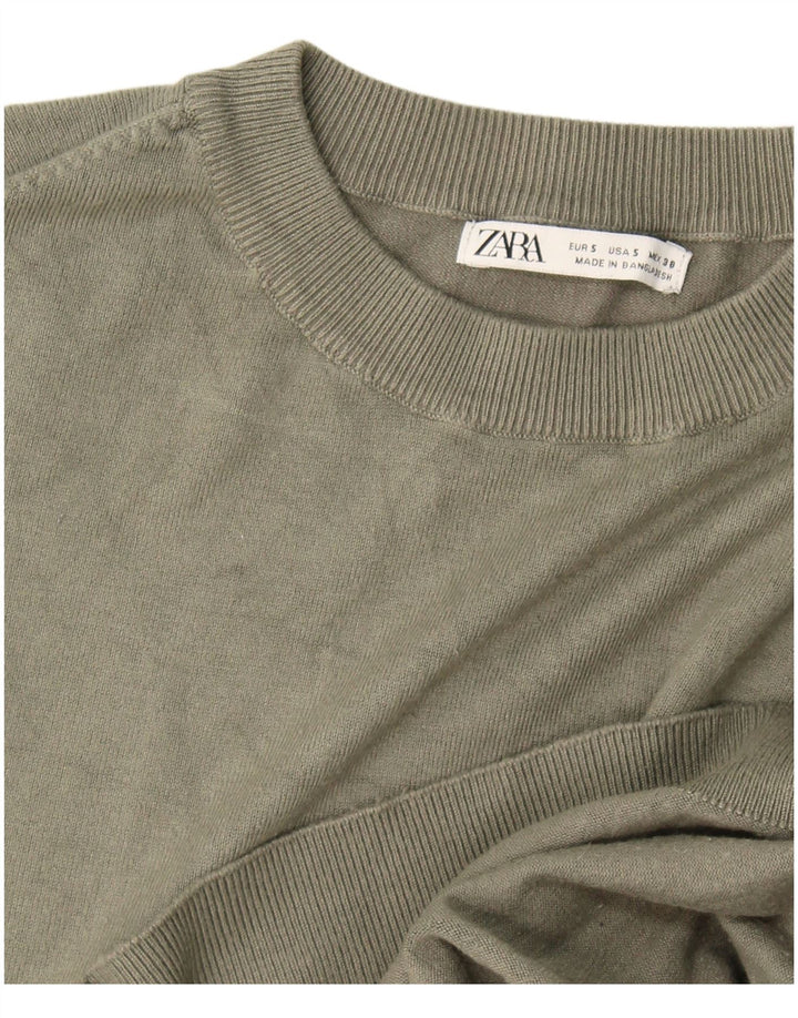 Zara Suéter masculino com gola redonda, pequeno cáqui