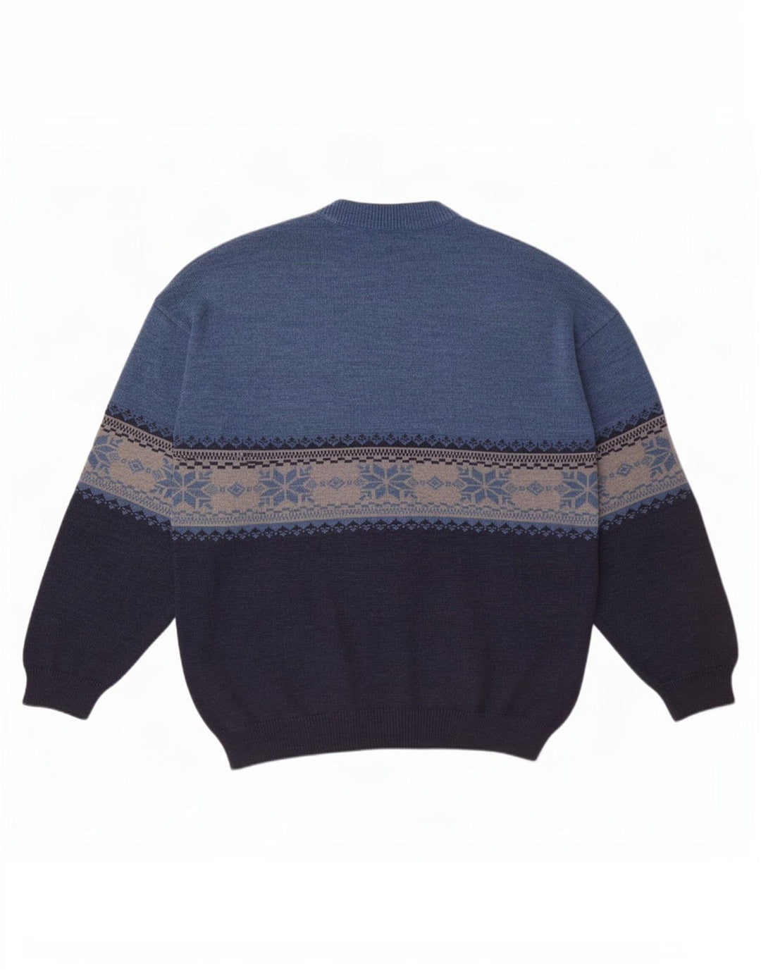 Suéter masculino branco Sails com gola redonda e lã grande azul Fair Isle
