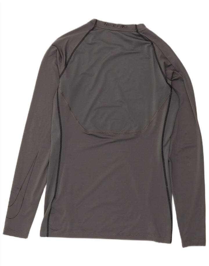 Nike masculino Dri Fit Top manga comprida poliéster cinza médio