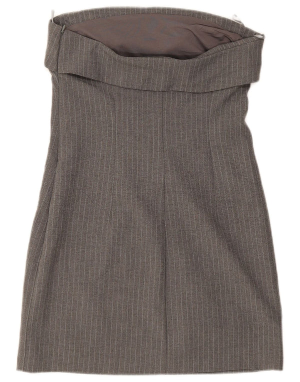 Vestido sem alças feminino Zara UK 8 pequeno listrado cinza
