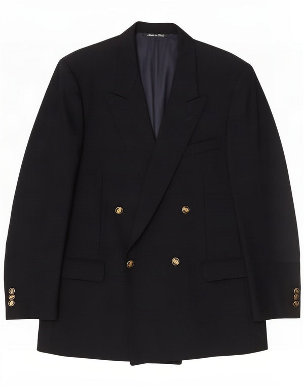 Reda Jaqueta blazer masculina com peito duplo IT 54 2XL Lã virgem azul marinho