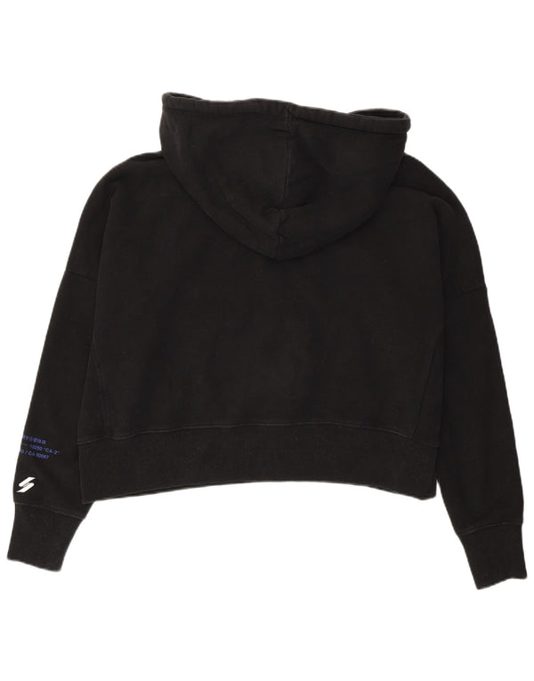 Suéter feminino SUPERDRY com capuz estampado oversized UK 12 médio preto