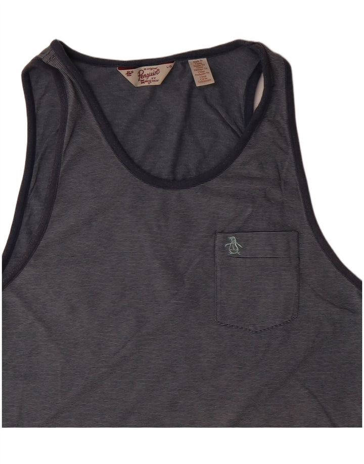 Colete masculino Penguin Top grande risca de giz azul
