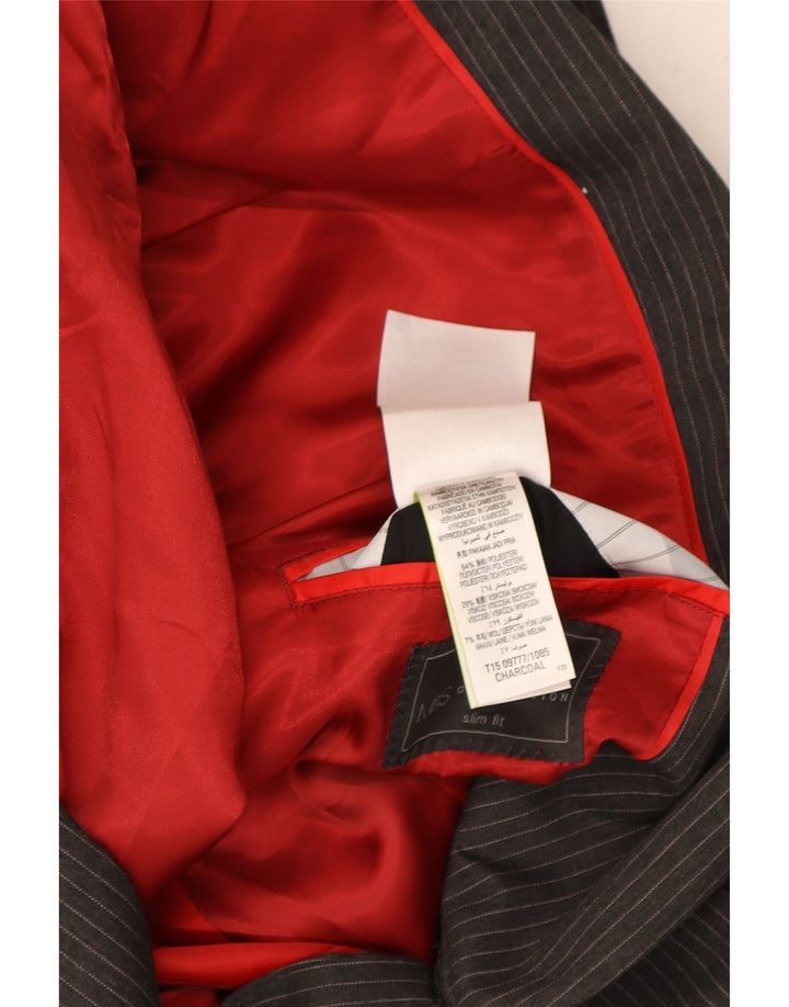 Jaqueta blazer masculina de 2 botões Marks & Spencer Reino Unido 44 XL listrado cinza