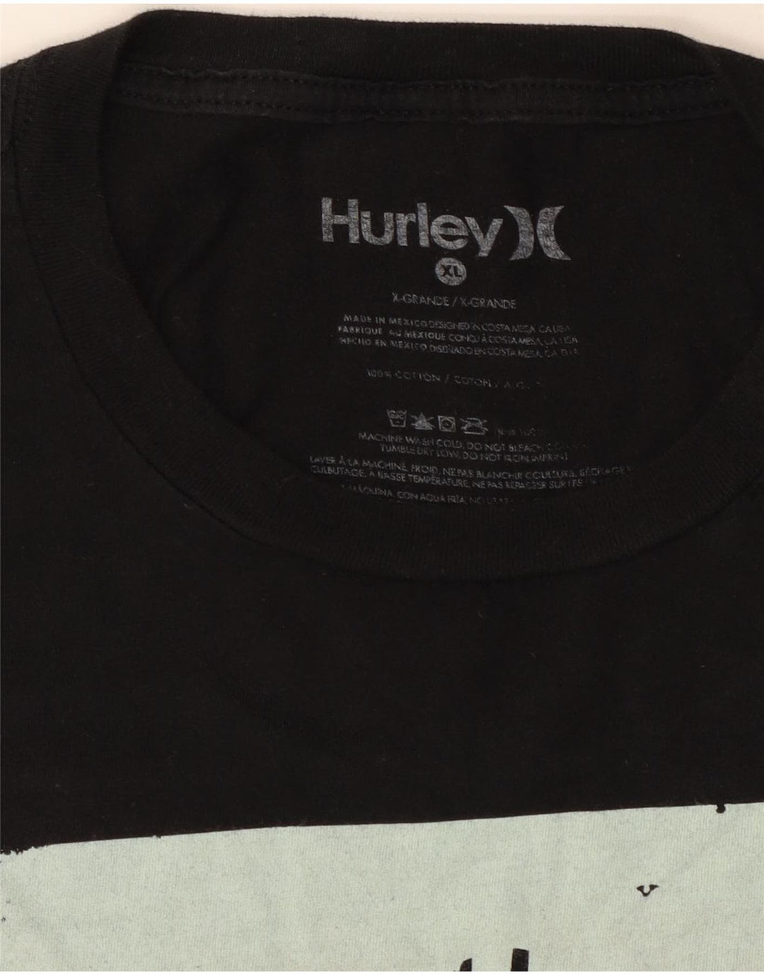 Camiseta gráfica masculina Hurley Top XL algodão preto