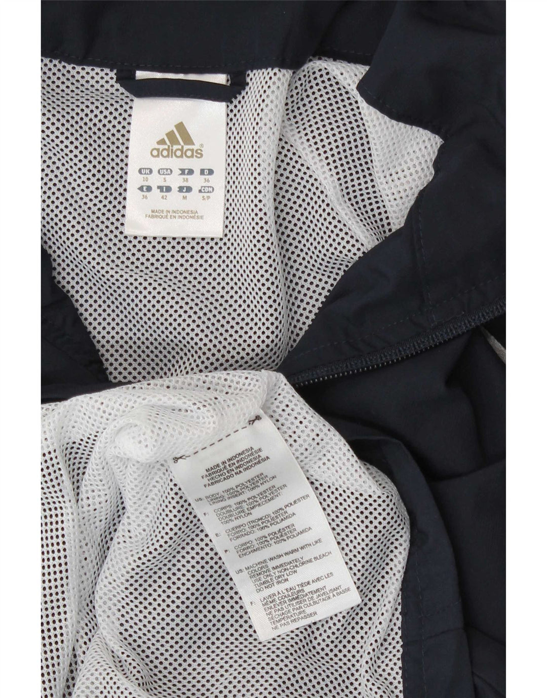 Adidas Womens Tracksuit Top Jacket UK 10 Pequeno Azul Marinho Poliéster